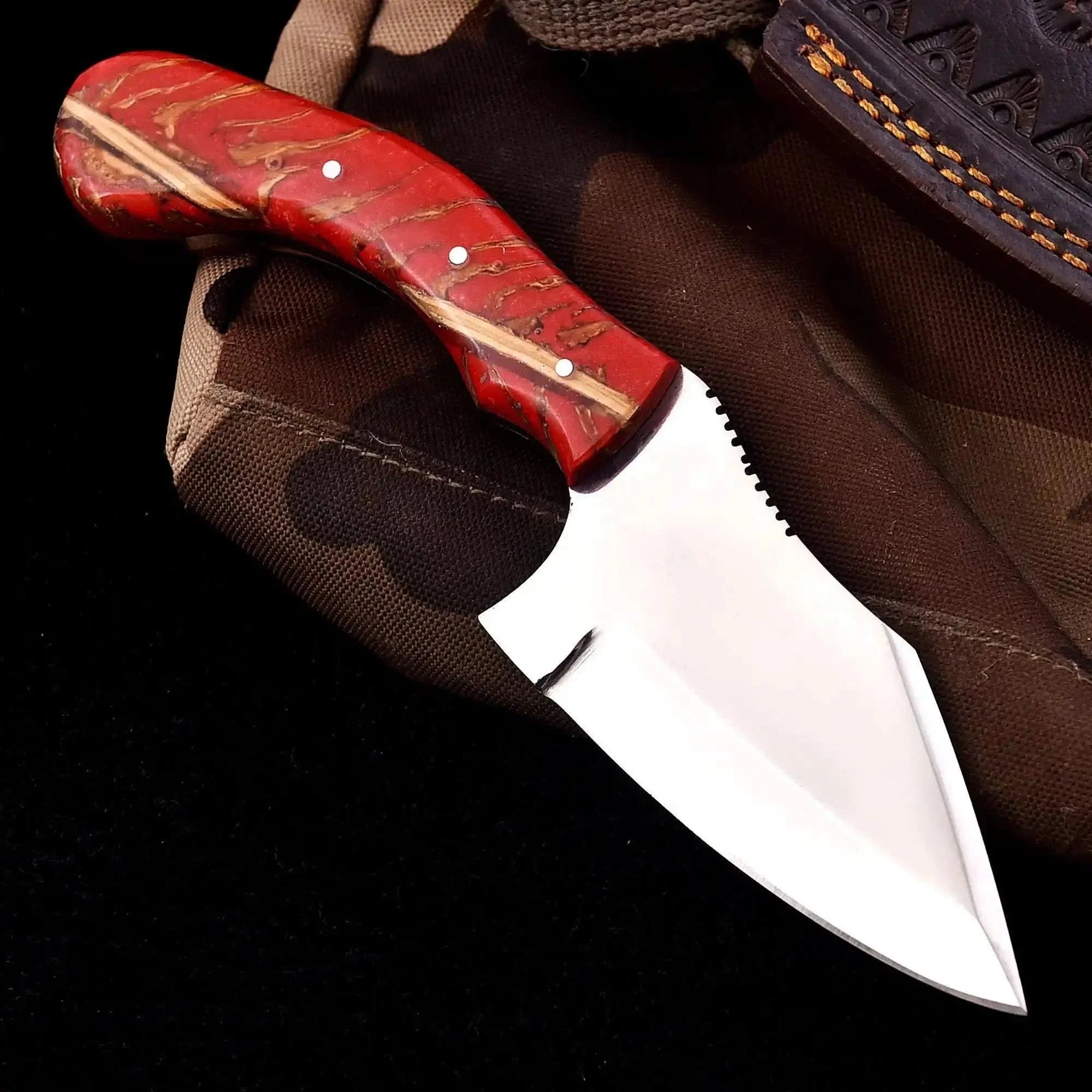 Pinecone Handle Fixed Blade Knife 4” Stainless Steel Blade | JW SteelCrafts