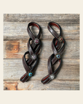 Crystal Dark Oil Rustic Tie Down Keepers on a warm cream background