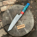 Kiritsuke Style Chef Knife Raindrop Damascus Steel Blade Epoxy Resin Handle | Japanese Kitchen Knife
