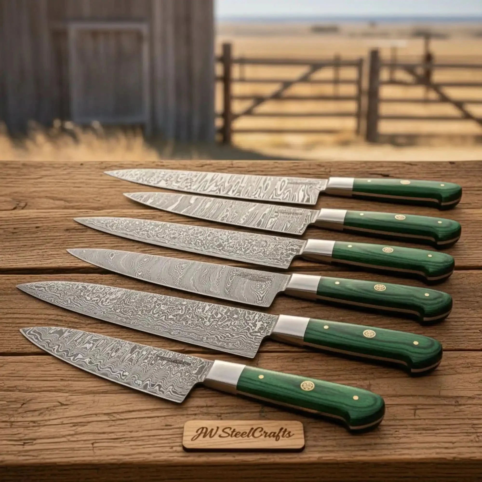 6-Piece Custom Damascus Kitchen Knife Bundle —  Professional Chef and Utility Set