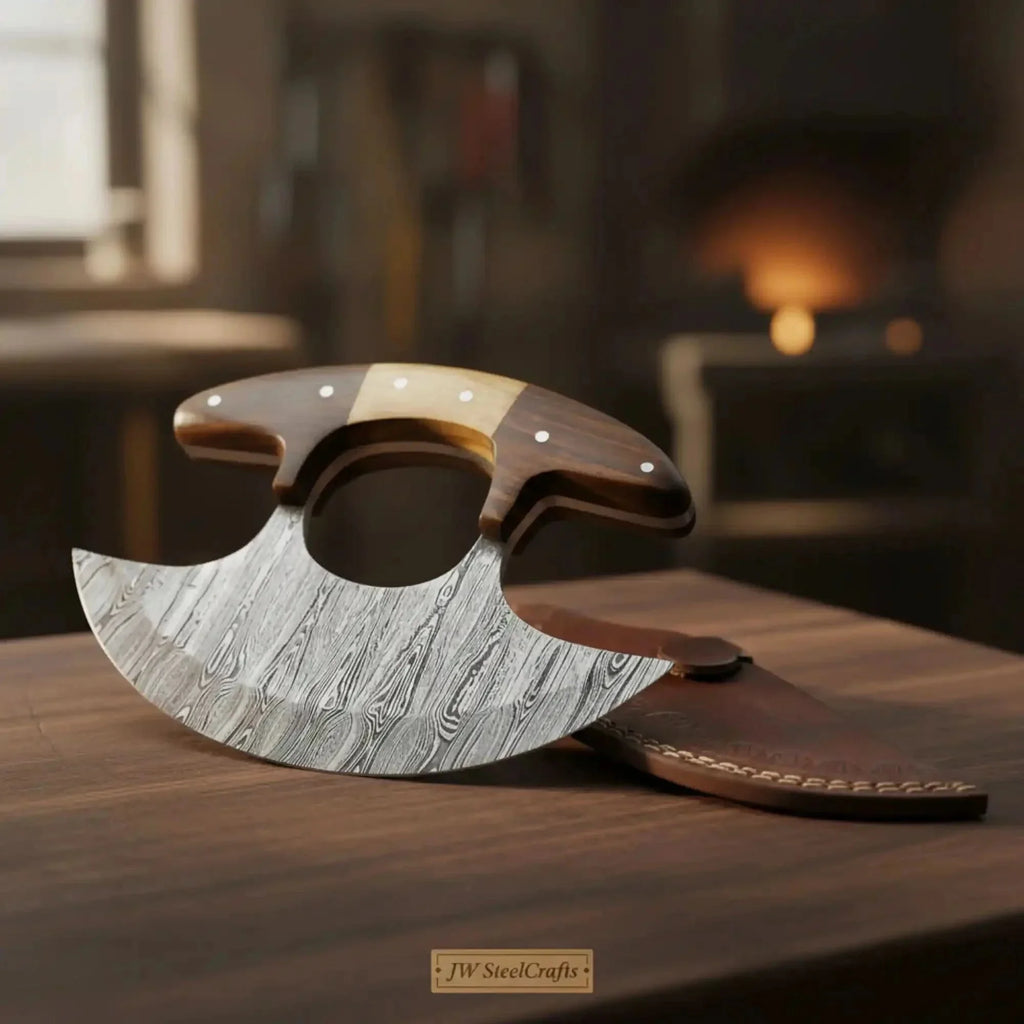 Custom Ulu Knife Damascus Steel Blade Efficient Kitchen Knife