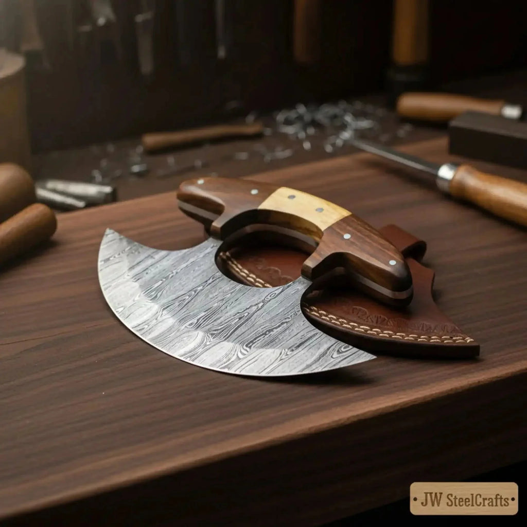 Custom Ulu Knife Damascus Steel Blade Efficient Kitchen Knife