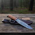 Custom Damascus Utility Bowie Knife Handmade