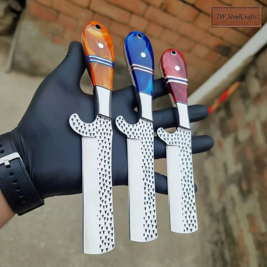 Rasp Steel Ranch Bull Cutter Knife Set with Resin Handles