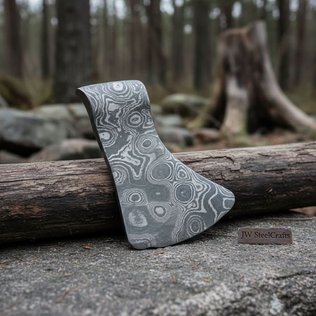 Damascus Viking Axe Pendant with Raindrop Pattern Steel