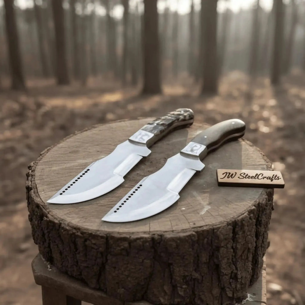 Handmade Forest Ranger Tracker Knife Carbon Steel Ram Horn or Wendi Wood Handle