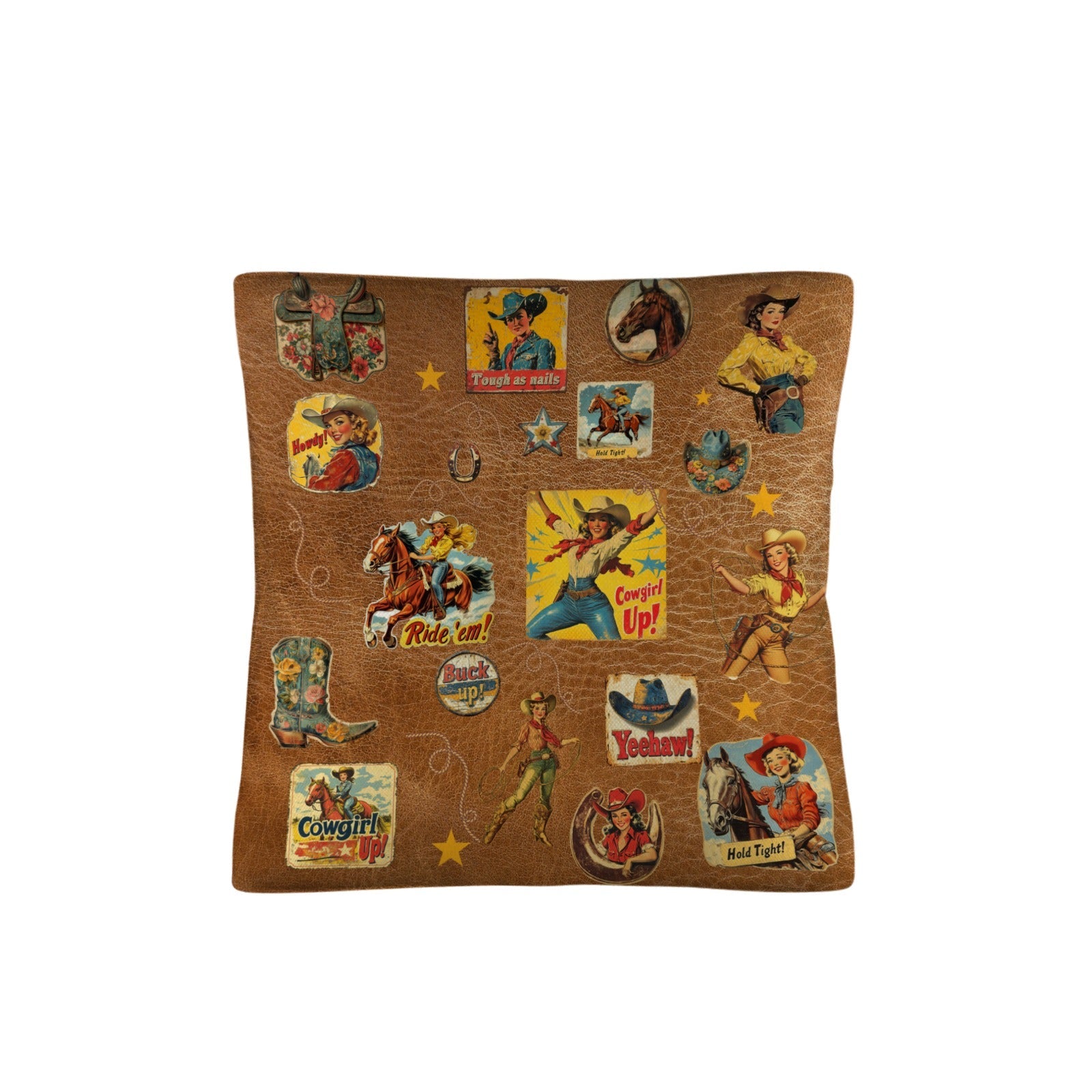 Baha Ranch Vintage Cowgirl Collage Square Pillow Case 18x18 Made in America by Baha Ranch Western Wear - product image 3