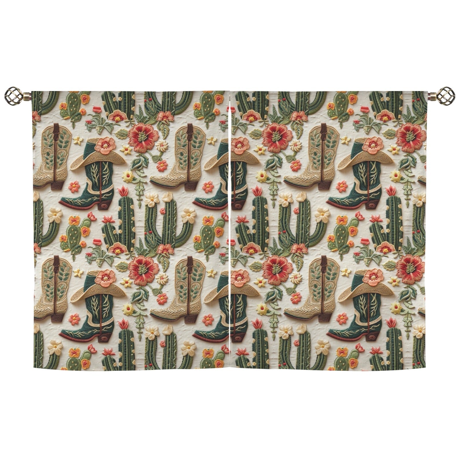 Baha Ranch Cactus and Boots Curtains 28"x40" (2-Piece) Made in America by Baha Ranch Western Wear - product image 2