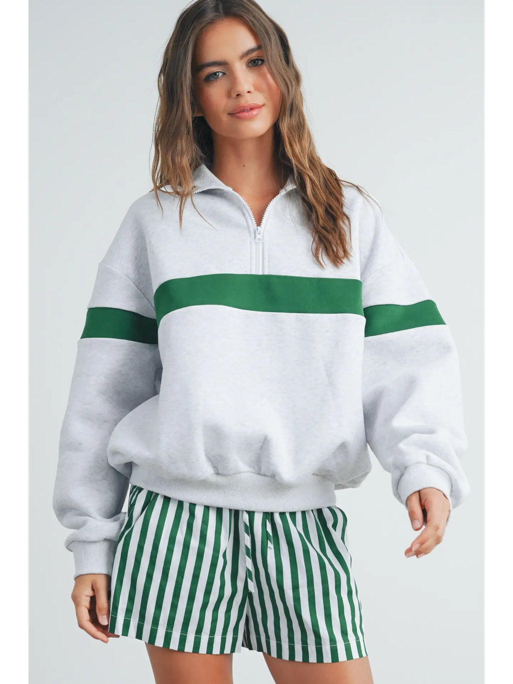 Tate Two Toned Half Zip | Pullover — view 3