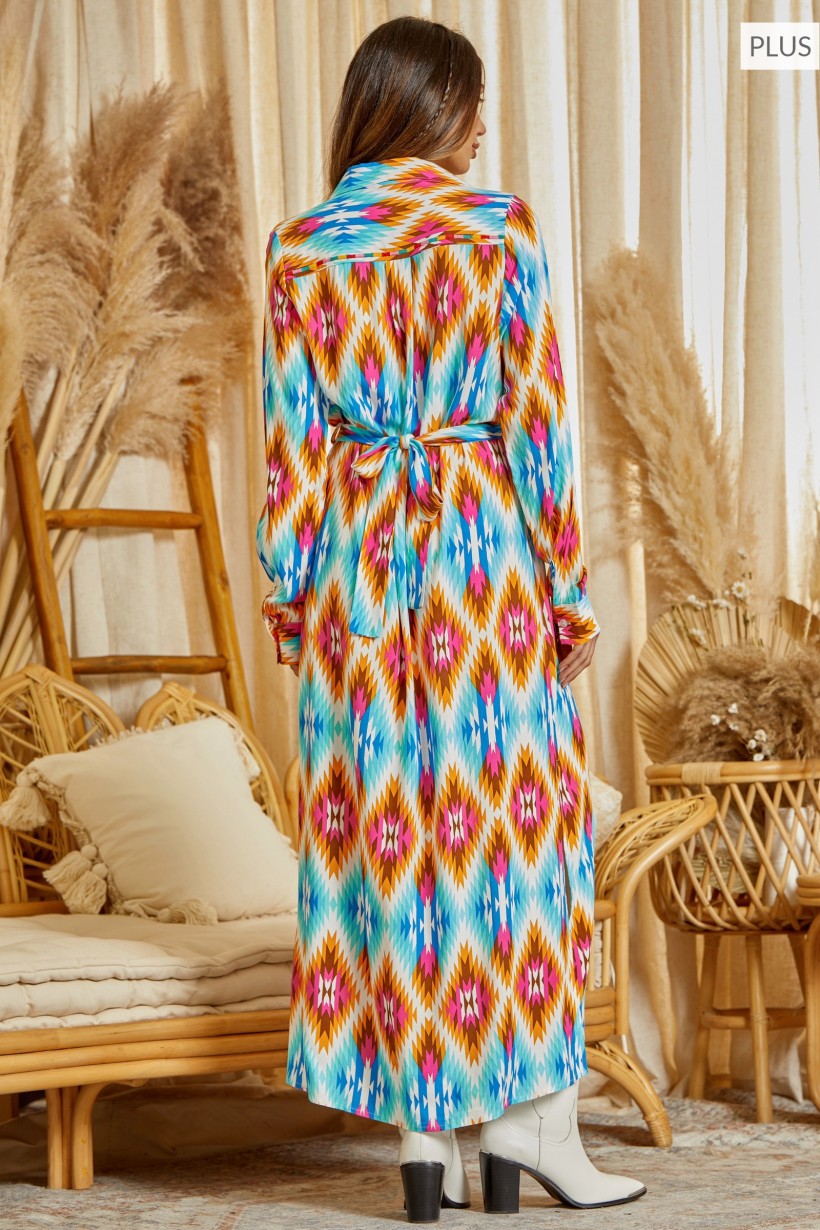 Baha Ranch Ruidoso Aztec Button Down Dress Duster Plus Size by Baha Ranch Western Wear - product image 2