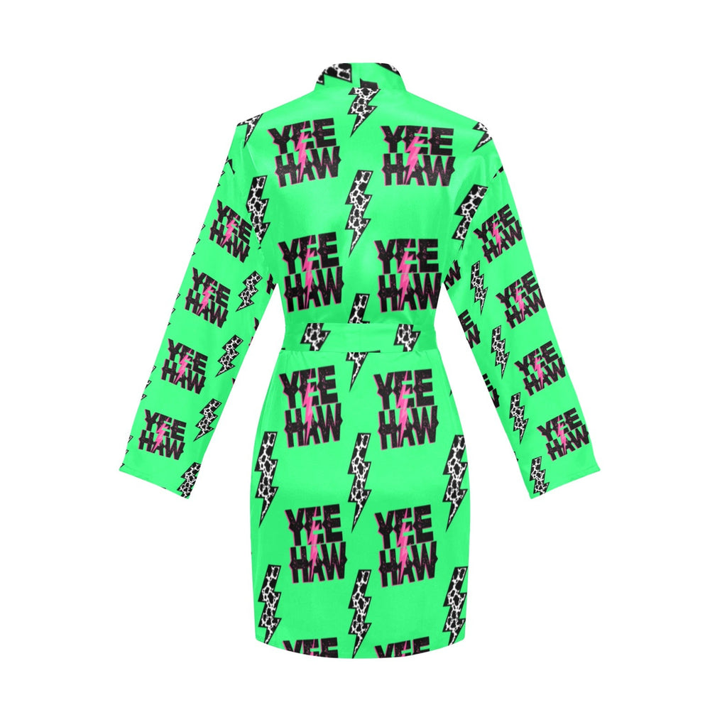 Baha Ranch Neon Yeehaw Women's Belted Satin Feel Dressing Lounge Robe by Baha Ranch Western Wear - product image 4
