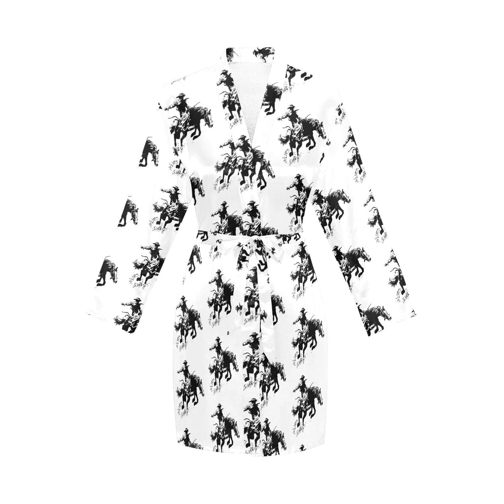 Baha Ranch Rodeo Bronc Women's Long Sleeve Belted Satin Feel Dressing Lounge Robe by Baha Ranch Western Wear - product...