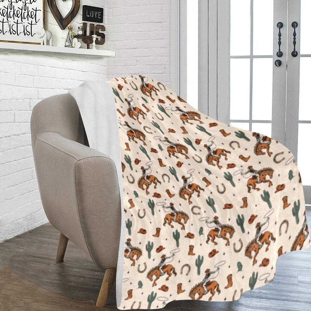Baha Ranch Cowboy Rodeo Western Micro Fleece Blanket 60" x 80" Made in America by Baha Ranch Western Wear