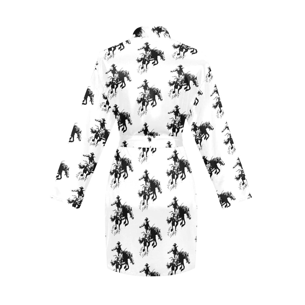 Baha Ranch Rodeo Bronc Women's Long Sleeve Belted Satin Feel Dressing Lounge Robe by Baha Ranch Western Wear - product...