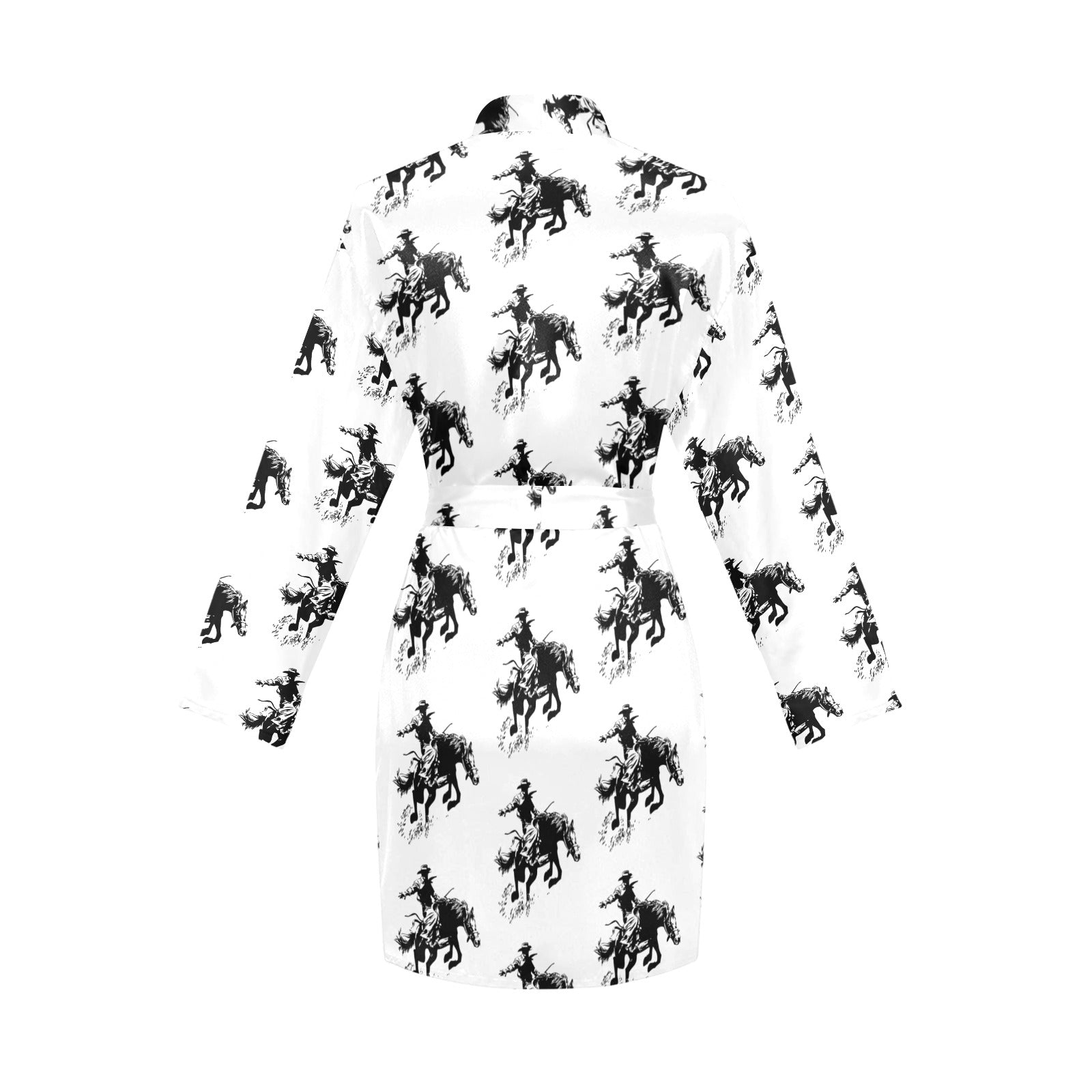 Baha Ranch Rodeo Bronc Women's Long Sleeve Belted Satin Feel Dressing Lounge Robe by Baha Ranch Western Wear - product...