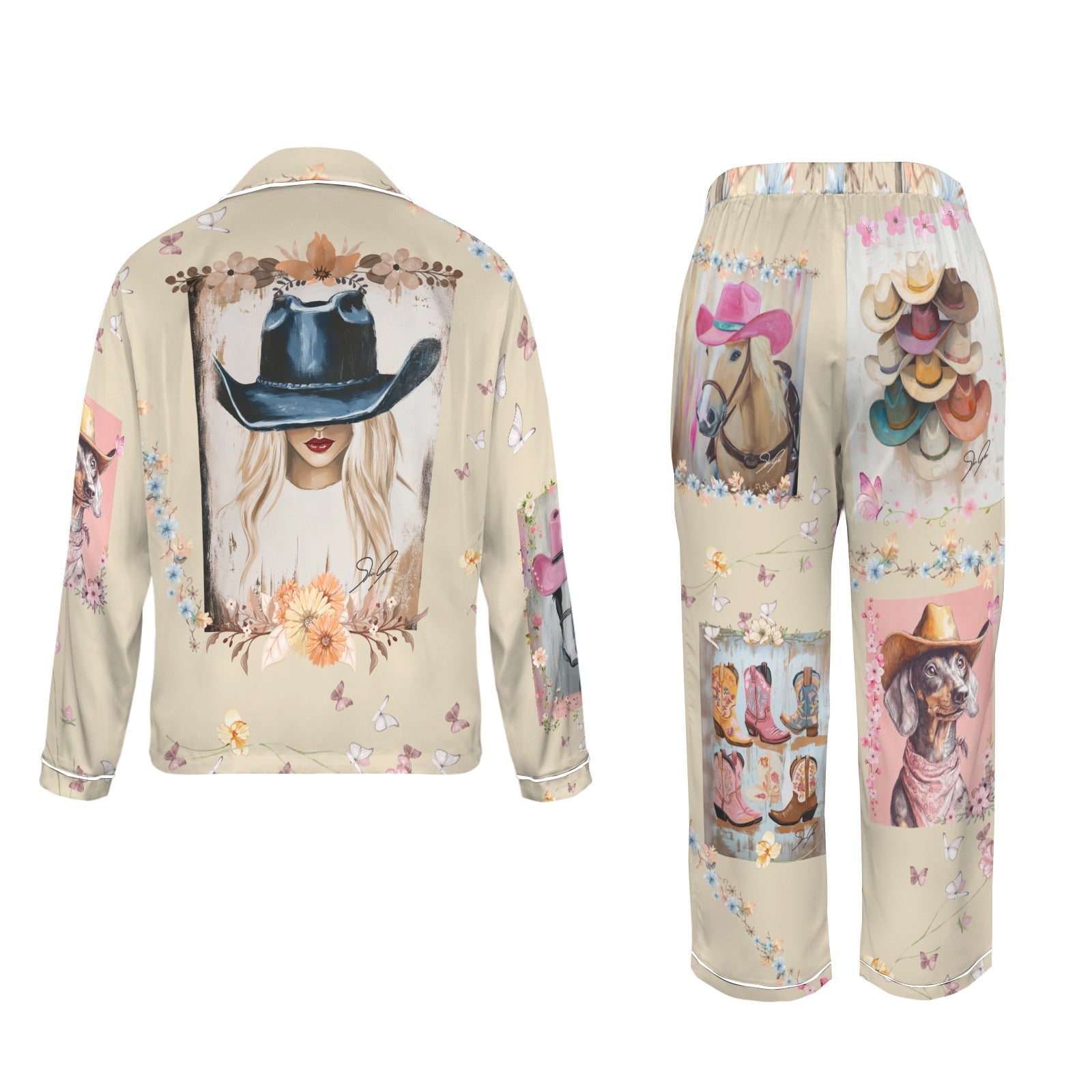Baha Ranch Danilo Painted Cowgirl Satin Long Pajamas by Baha Ranch Western Wear - product image 11