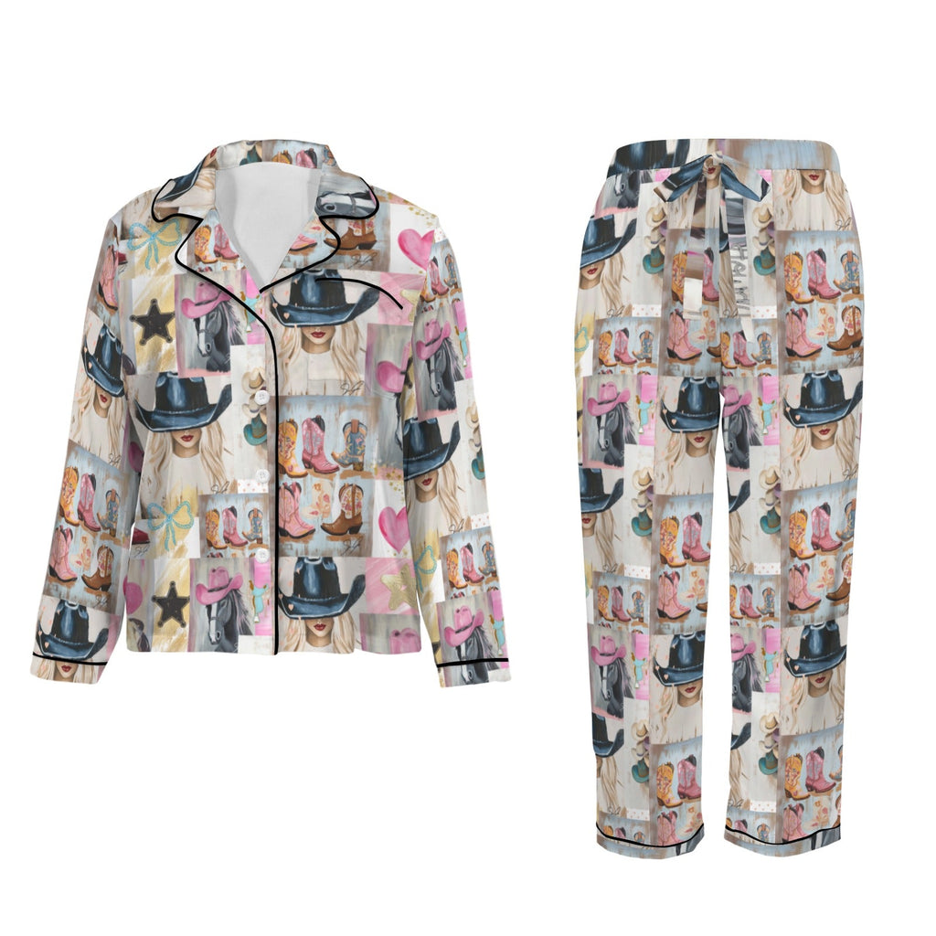 Baha Ranch Danilo Painted Cowgirl Western Satin Long Pajama Set by Baha Ranch Western Wear - product image 4
