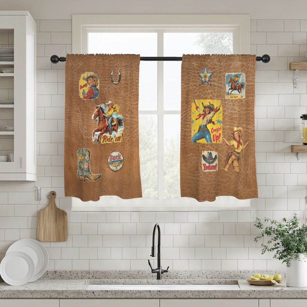 Baha Ranch Vintage Cowgirl Window Curtains 28"x40" (2-Piece) Made in America by Baha Ranch Western Wear