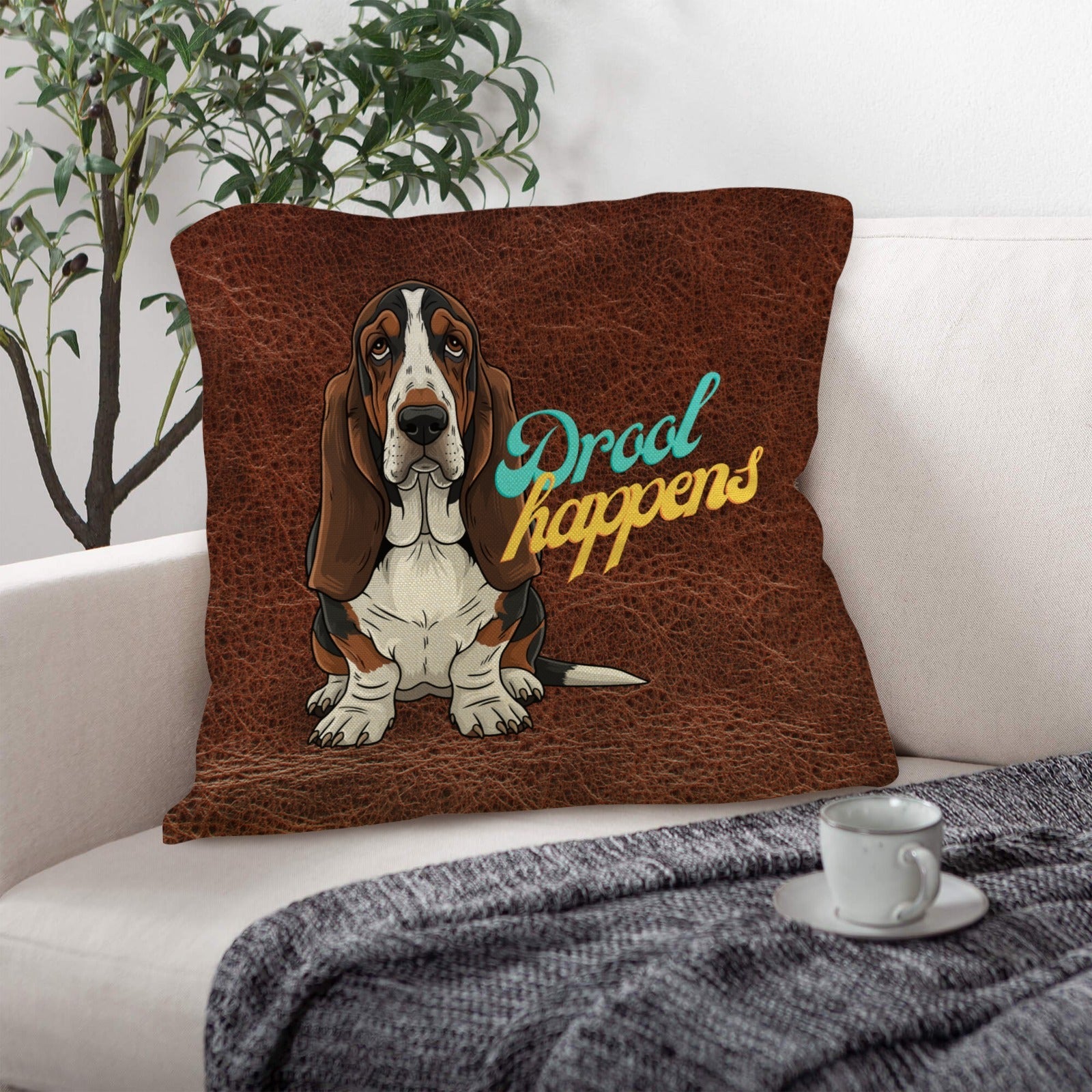 Baha Ranch Basset Hound Drool Happens Pillow Case Made In America by Baha Ranch Western Wear - product image 4