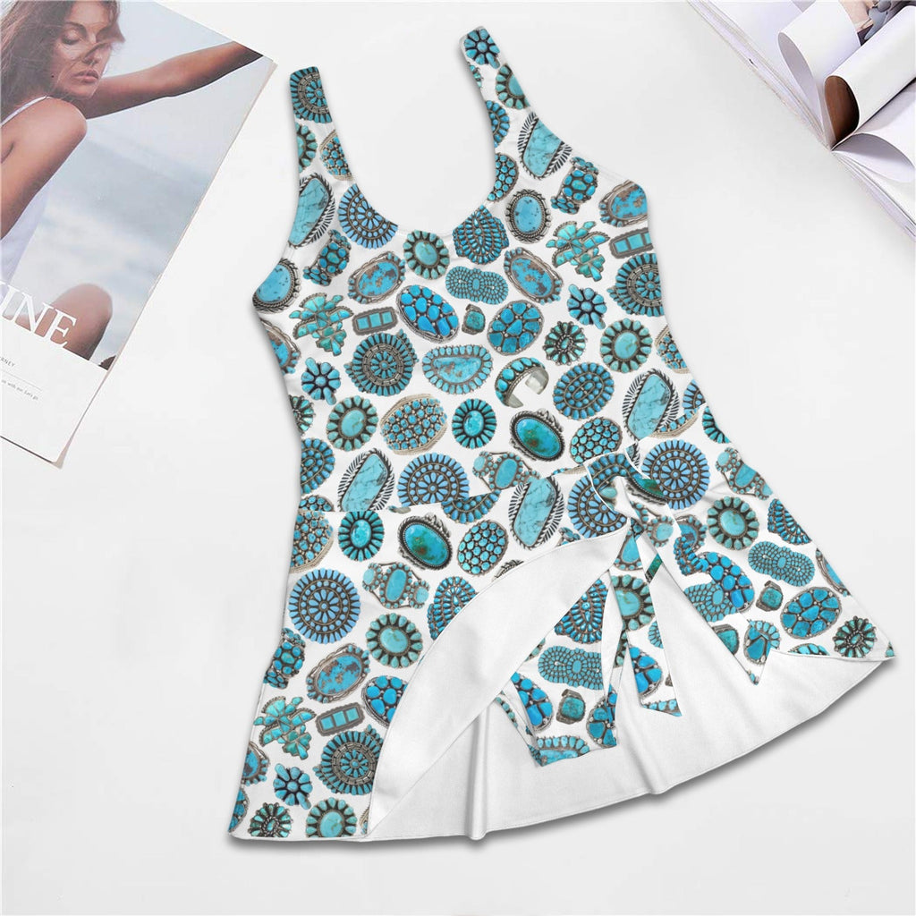 Baha Ranch All Turquoise Skirted Swimsuit by Baha Ranch Western Wear - product image 5