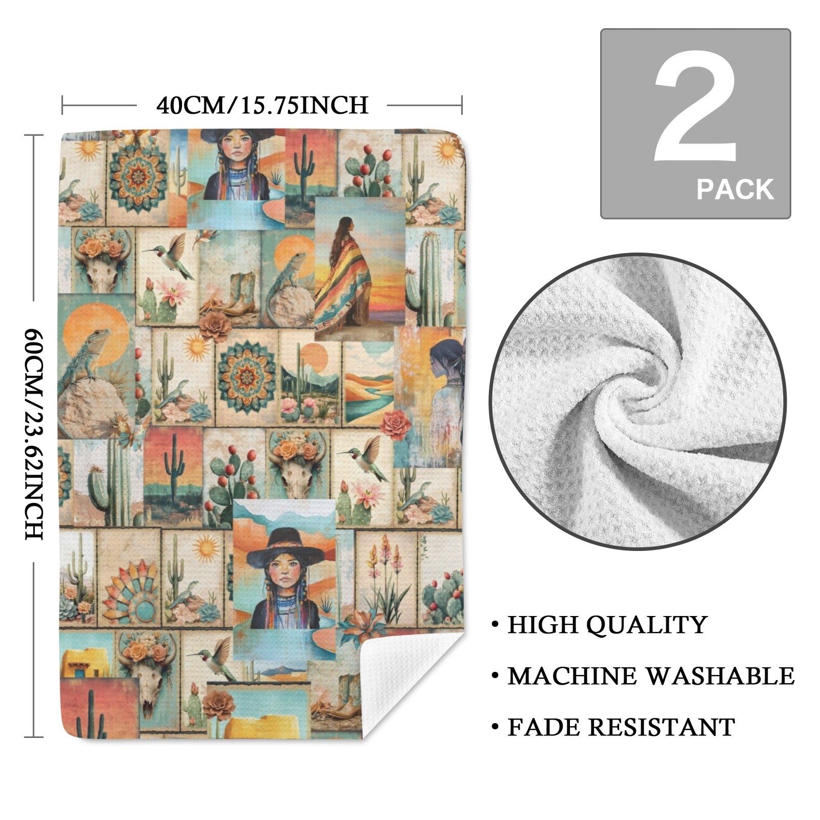 Baha Ranch Colores de Mexico Pictures of the Southwest Set of 2 Dish Towels Made in America by Baha Ranch Western Wear -...