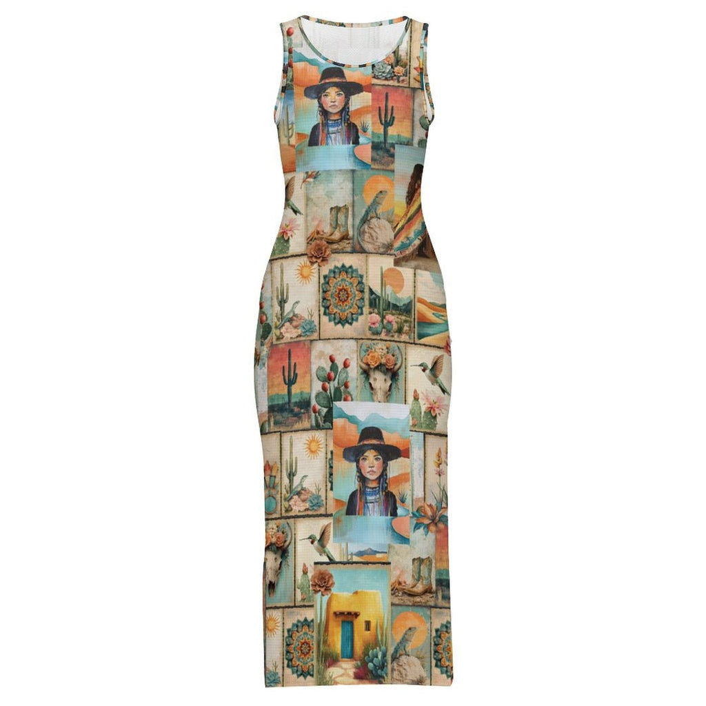 Baha Ranch New Colores De Mexico Pictures of the Southwest Bodycon Side Slit Long Dress by Baha Ranch Western Wear -...