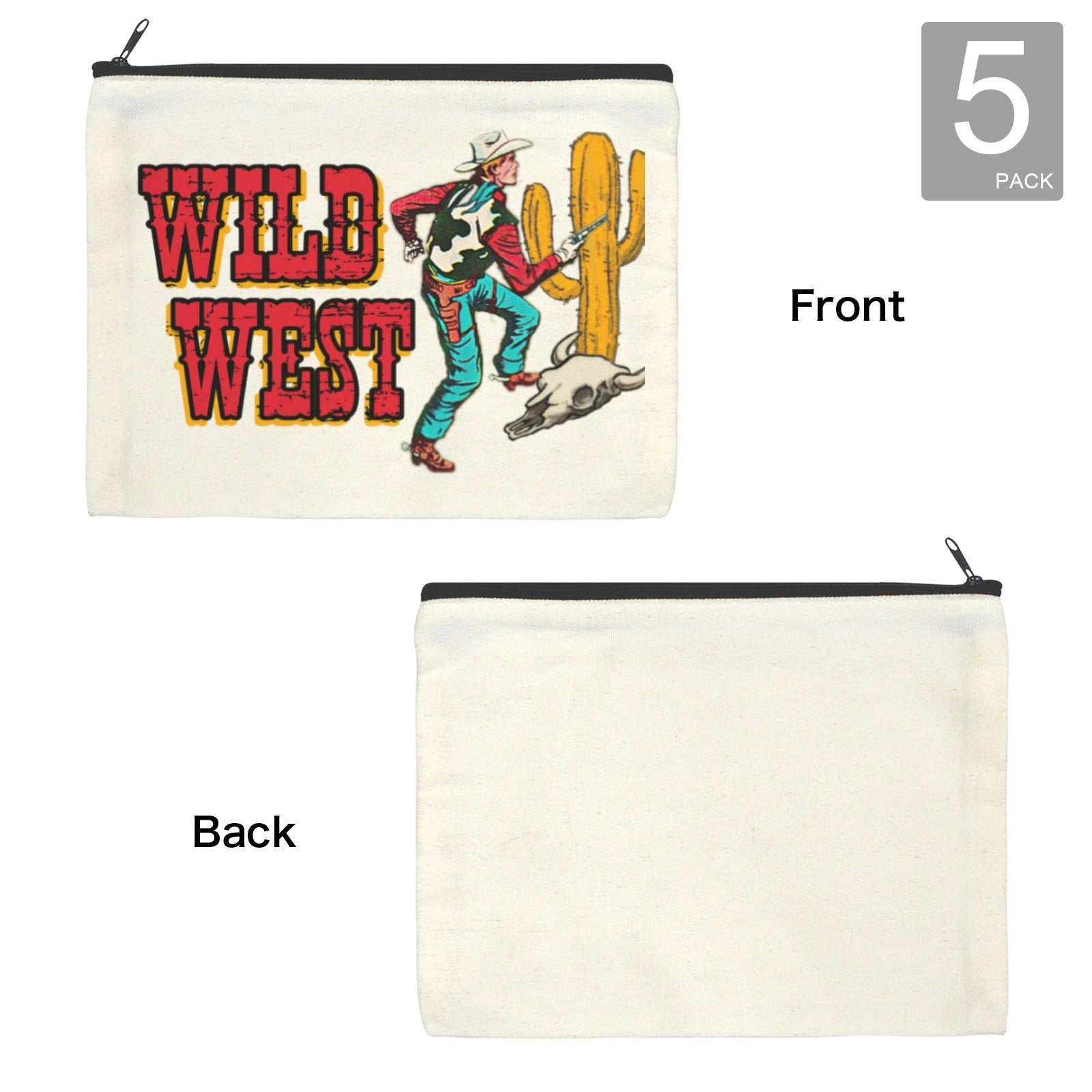 Baha Ranch Wild West Cowboy Cosmetic Bag Pack of 5 Made in America by Baha Ranch Western Wear - product image 4