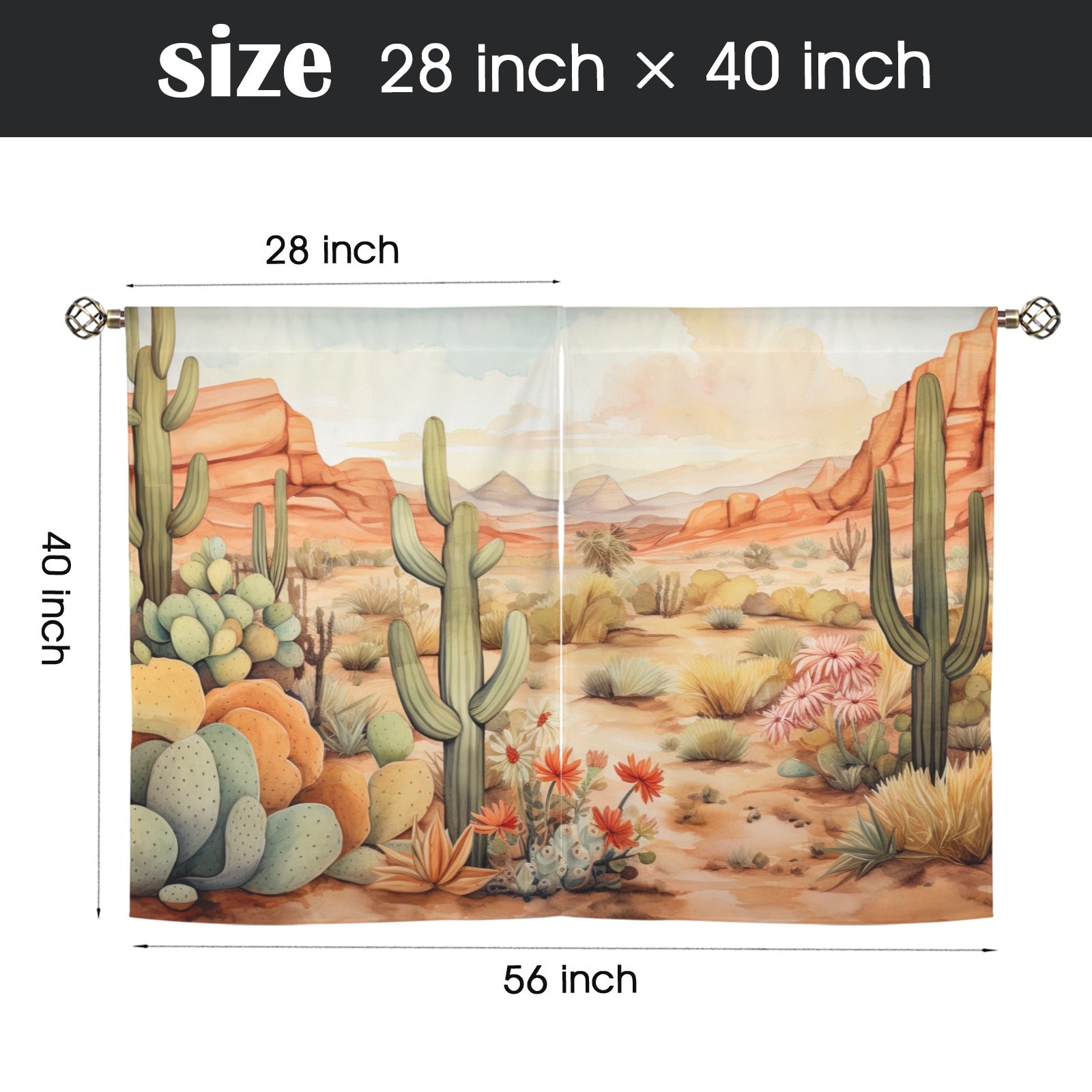 Baha Ranch Watercolor Desert Curtains 28"x40" (2-Piece) Made in America by Baha Ranch Western Wear - product image 3