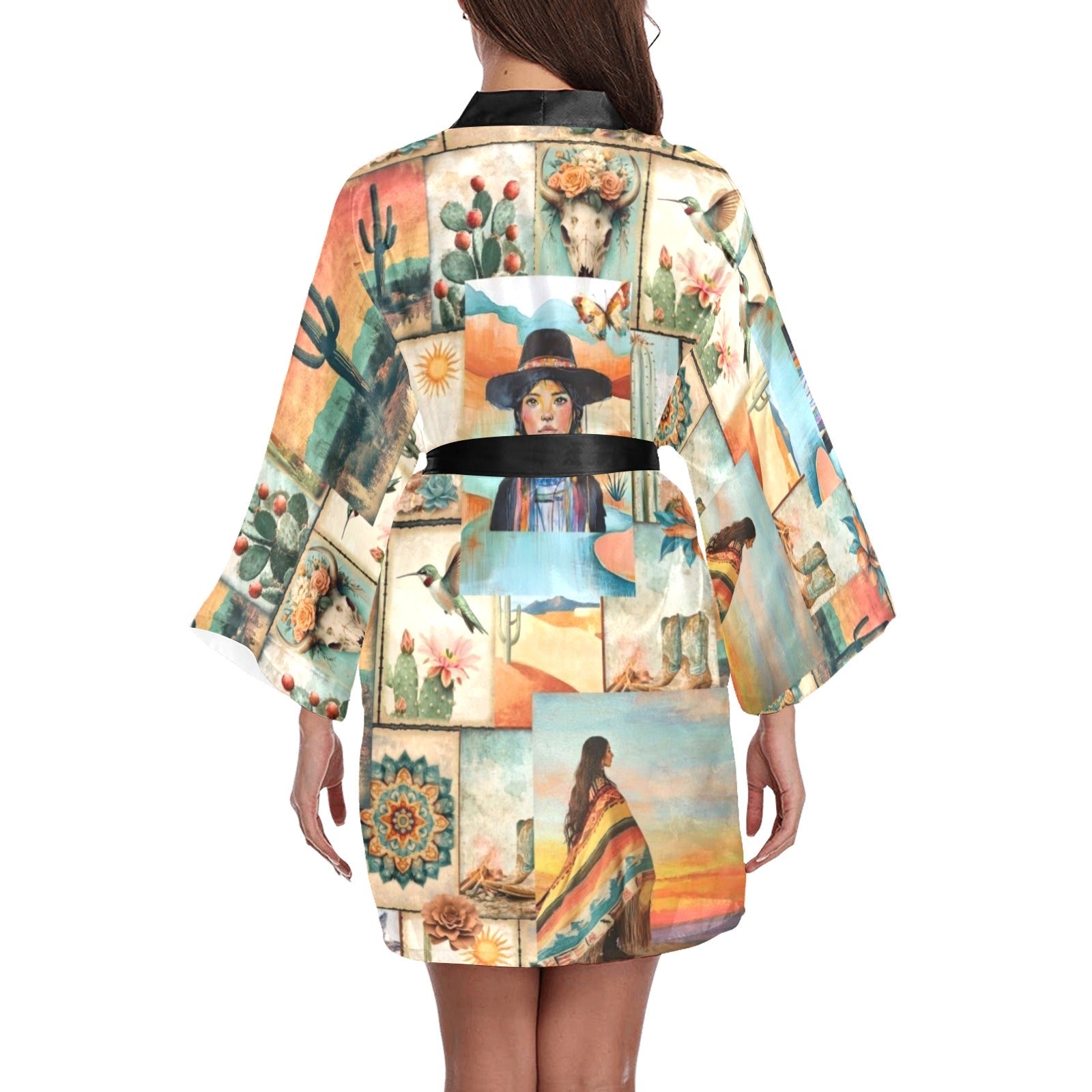 Baha Ranch Colores de Mexico Pictures of the Southwest Satin Kimono Sleeve Robe by Baha Ranch Western Wear - product image 2