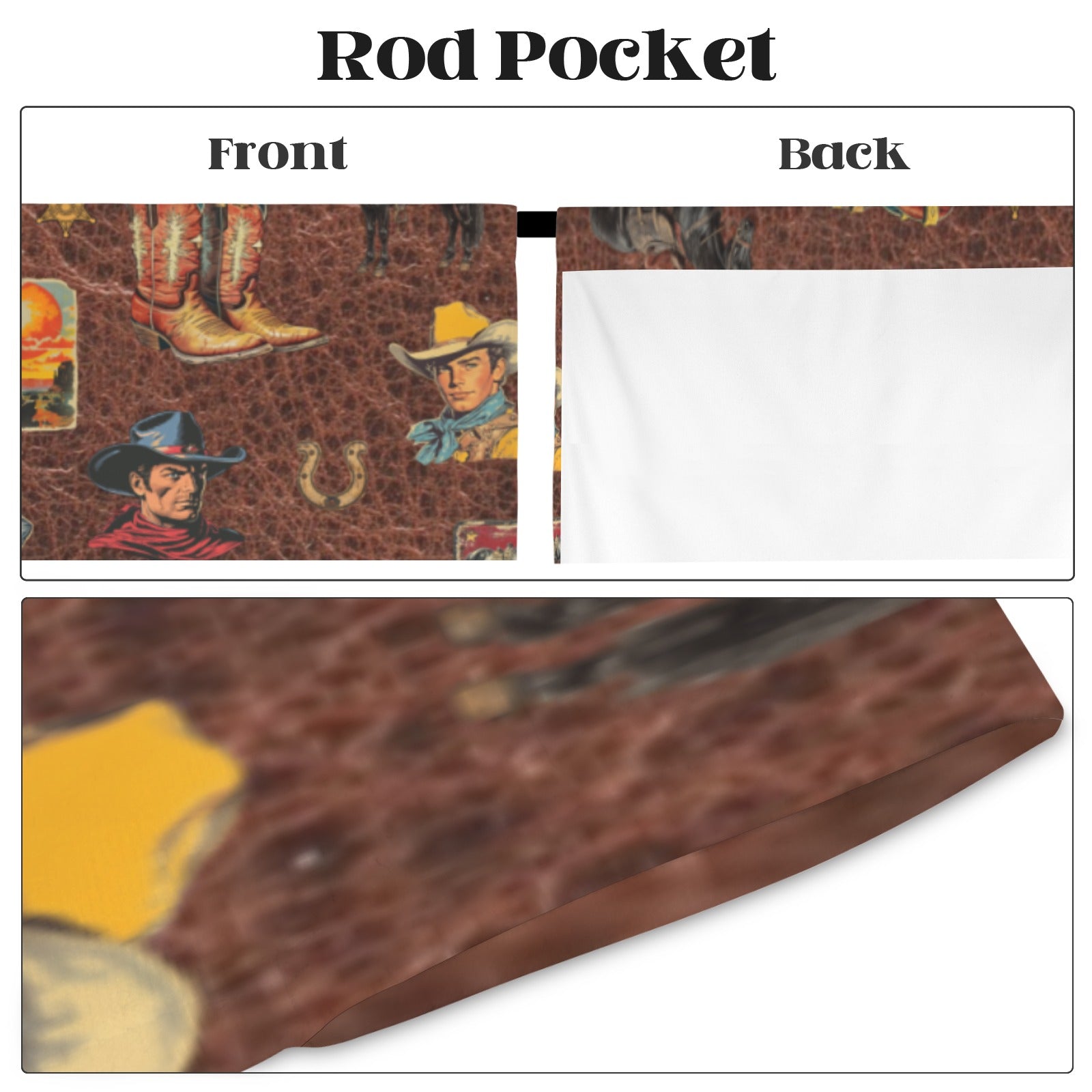 Baha Ranch Vintage Cowboy Collage Western Curtains 52" x 63" Made in America by Baha Ranch Western Wear - product image 4