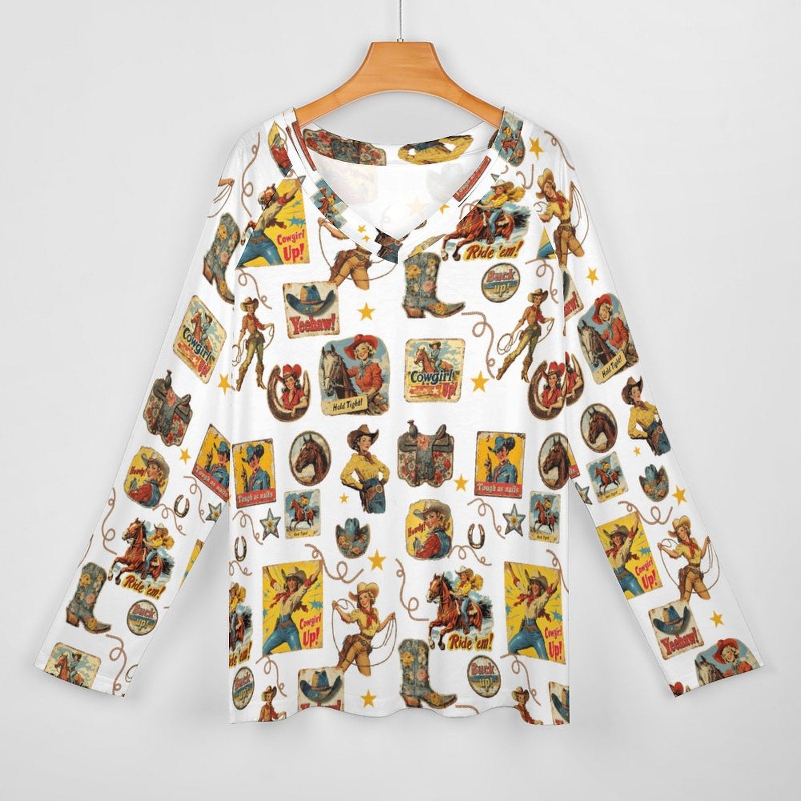 Baha Ranch Vintage Cowgirl Collage Western Print Long Sleeve Top by Baha Ranch Western Wear - product image 2
