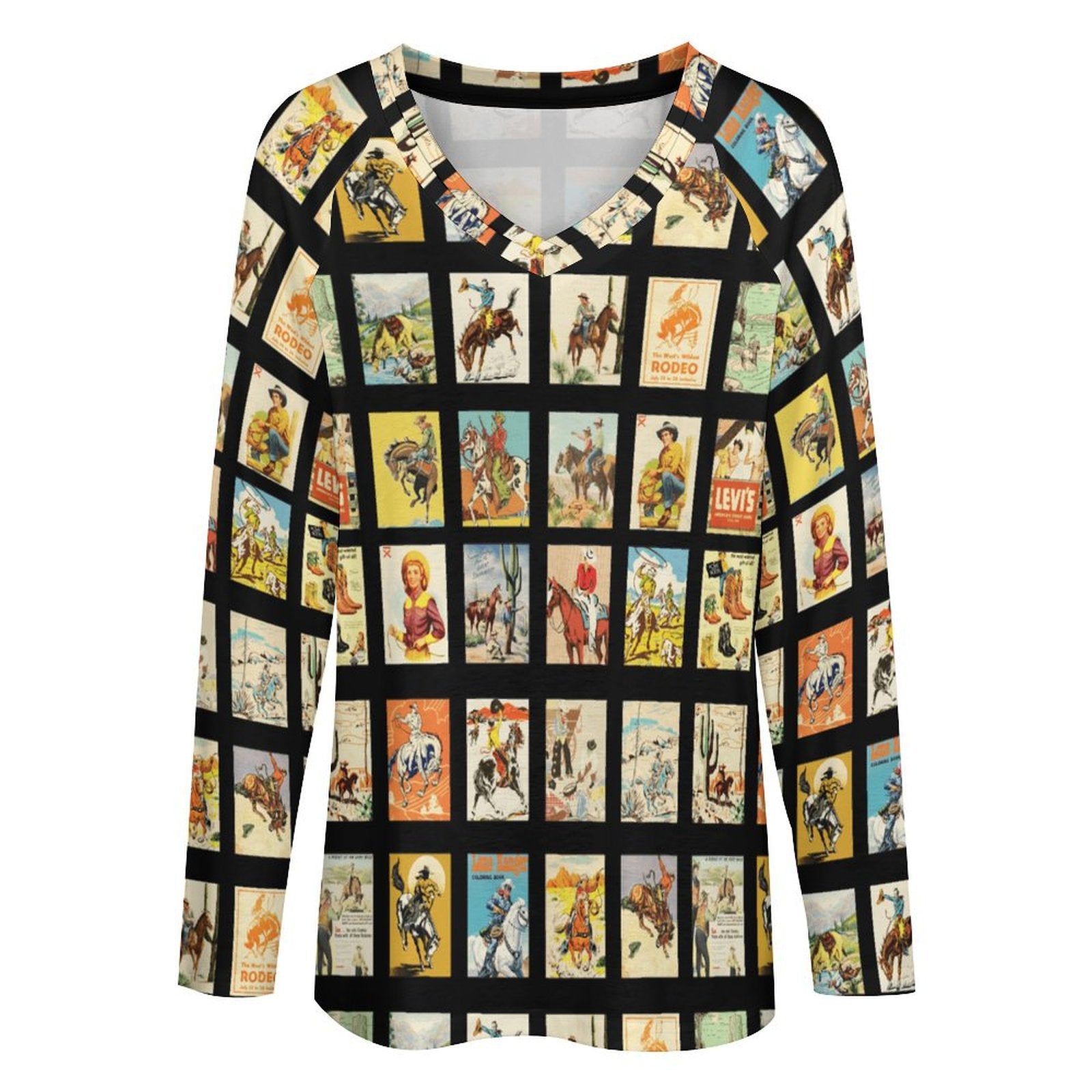 Baha Ranch Cowboy Collage Western Print Long Sleeve Top by Baha Ranch Western Wear - product image 2