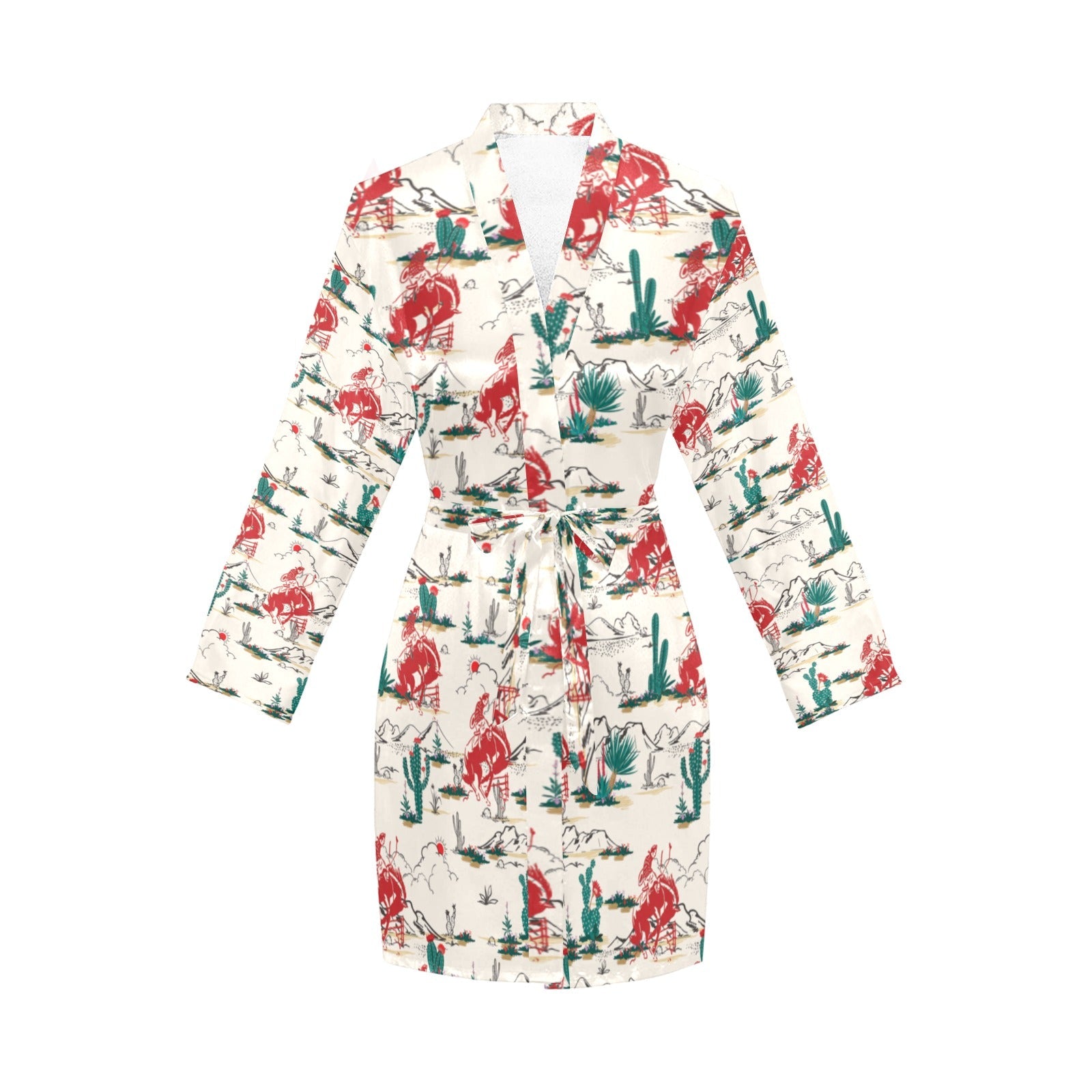 Baha Ranch Desert Rodeo Women's Long Sleeve Belted Satin Feel Dressing Lounge Robe by Baha Ranch Western Wear - product...