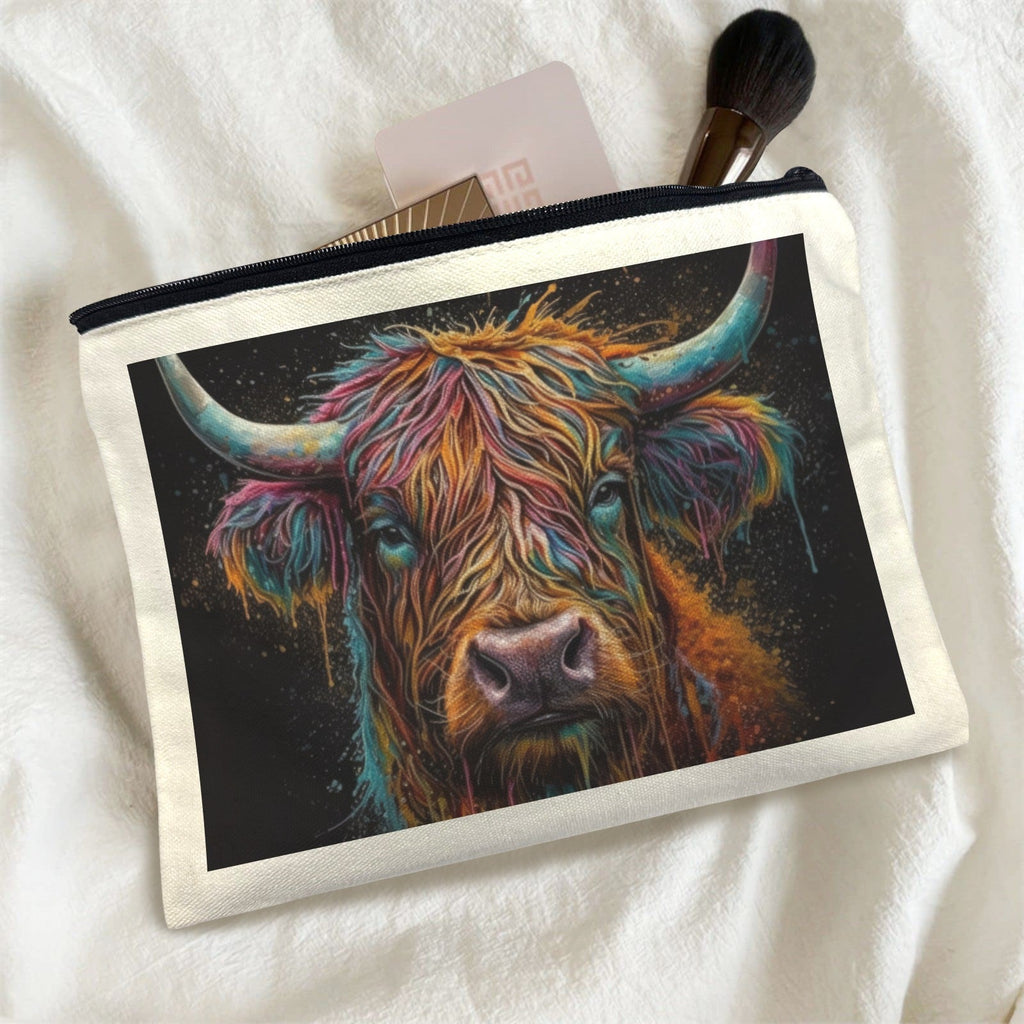 Baha Ranch Painted Highland Cow Cosmetic Bag Pack of 5 Made in America by Baha Ranch Western Wear