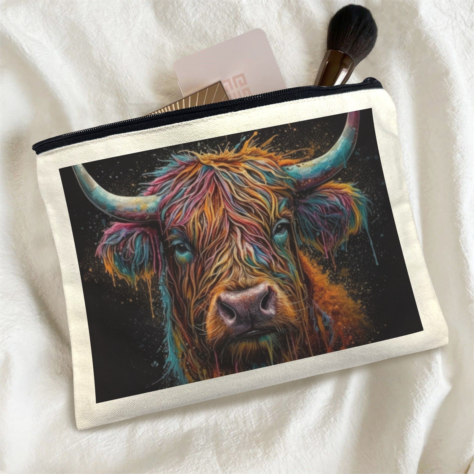 Baha Ranch Painted Highland Cow Cosmetic Bag Pack of 5 Made in America by Baha Ranch Western Wear