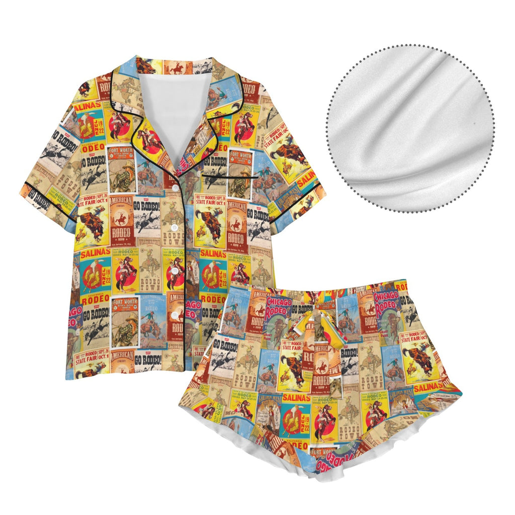 Baha Ranch Vintage Rodeo Poster Satin Pajama Set by Baha Ranch Western Wear - product image 5