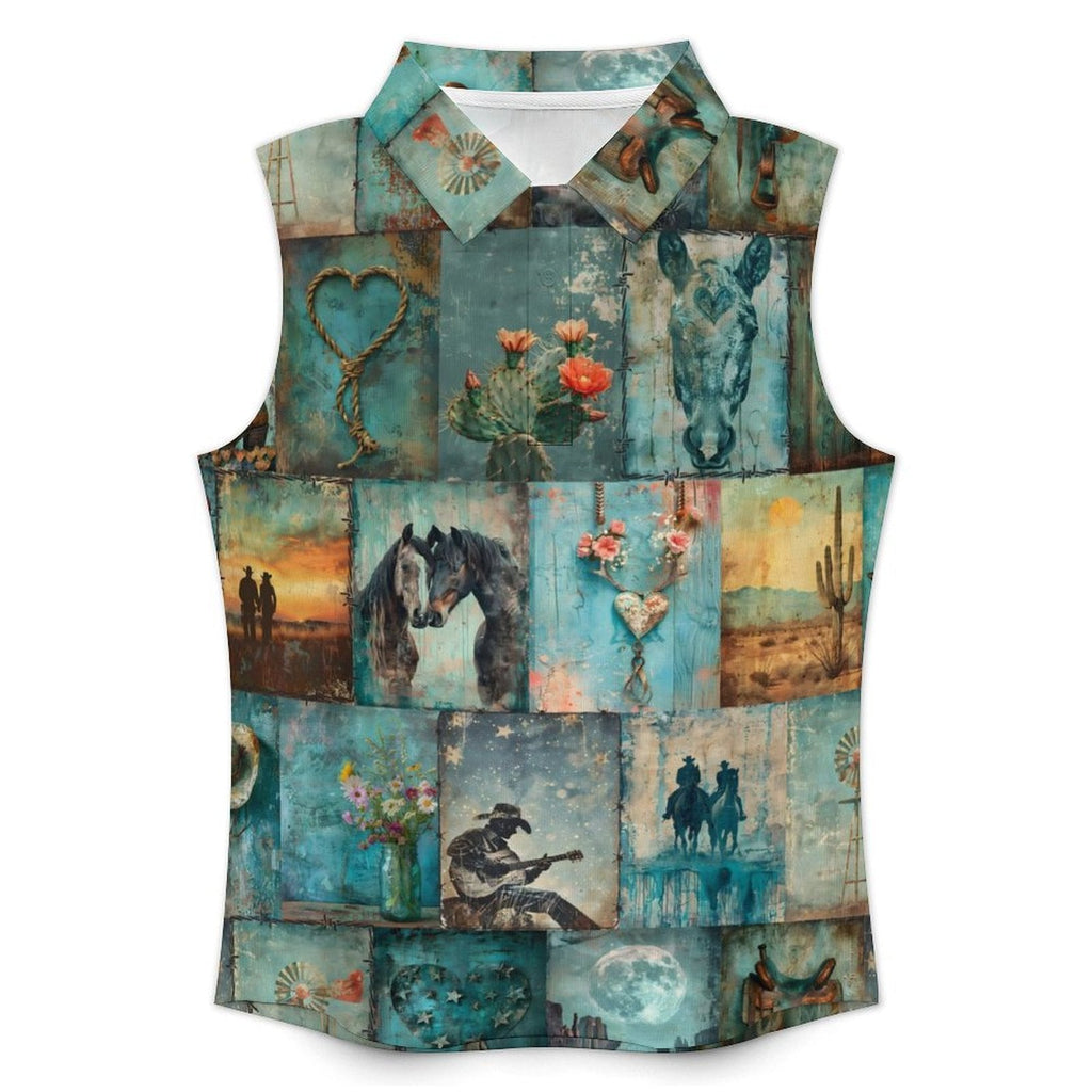 Baha Ranch Turquoise Dreams Sleeveless Polo Tank Top by Baha Ranch Western Wear - product image 2