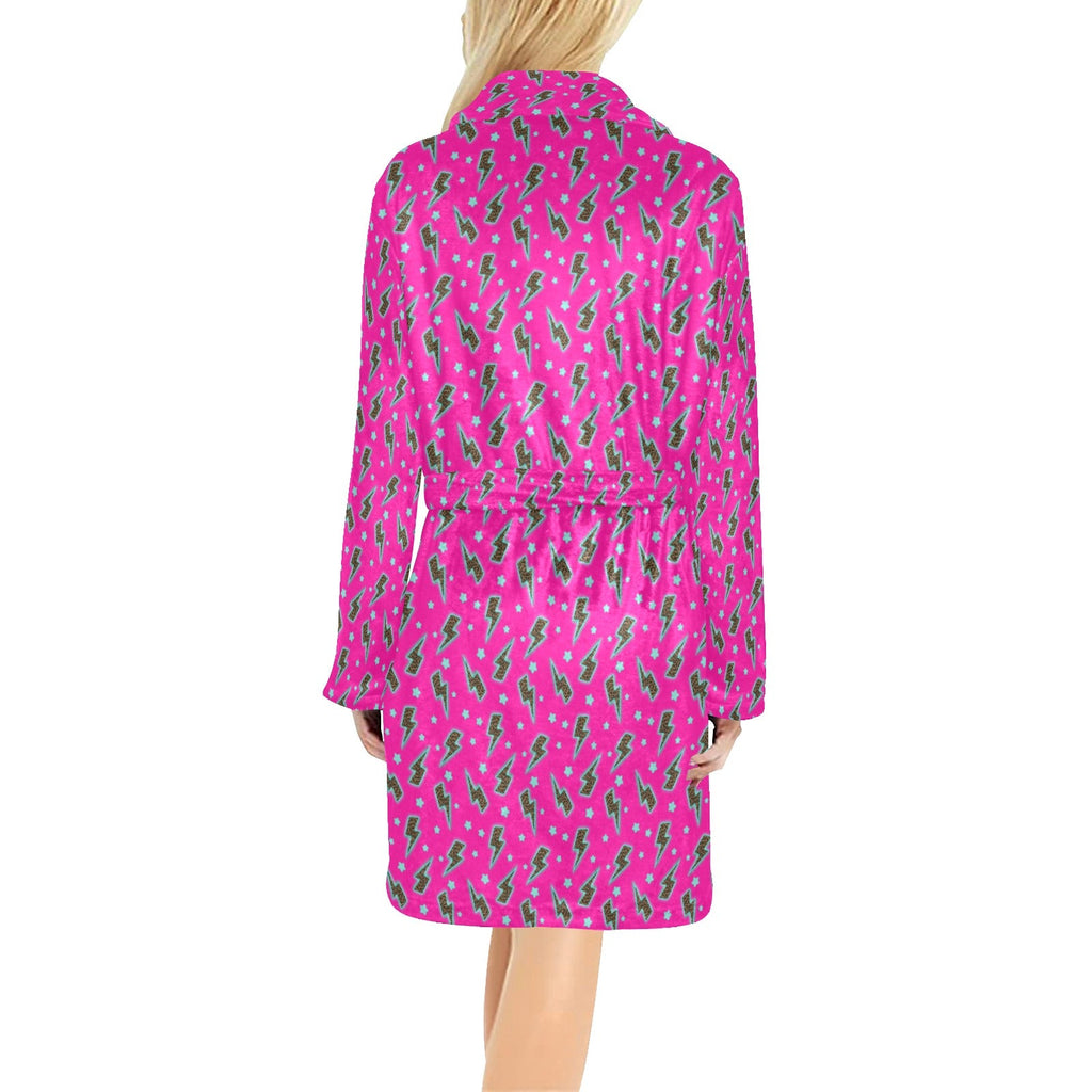 Baha Ranch Hot Pink Lightning Bolt Women's Western Bath Robe by Baha Ranch Western Wear - product image 2