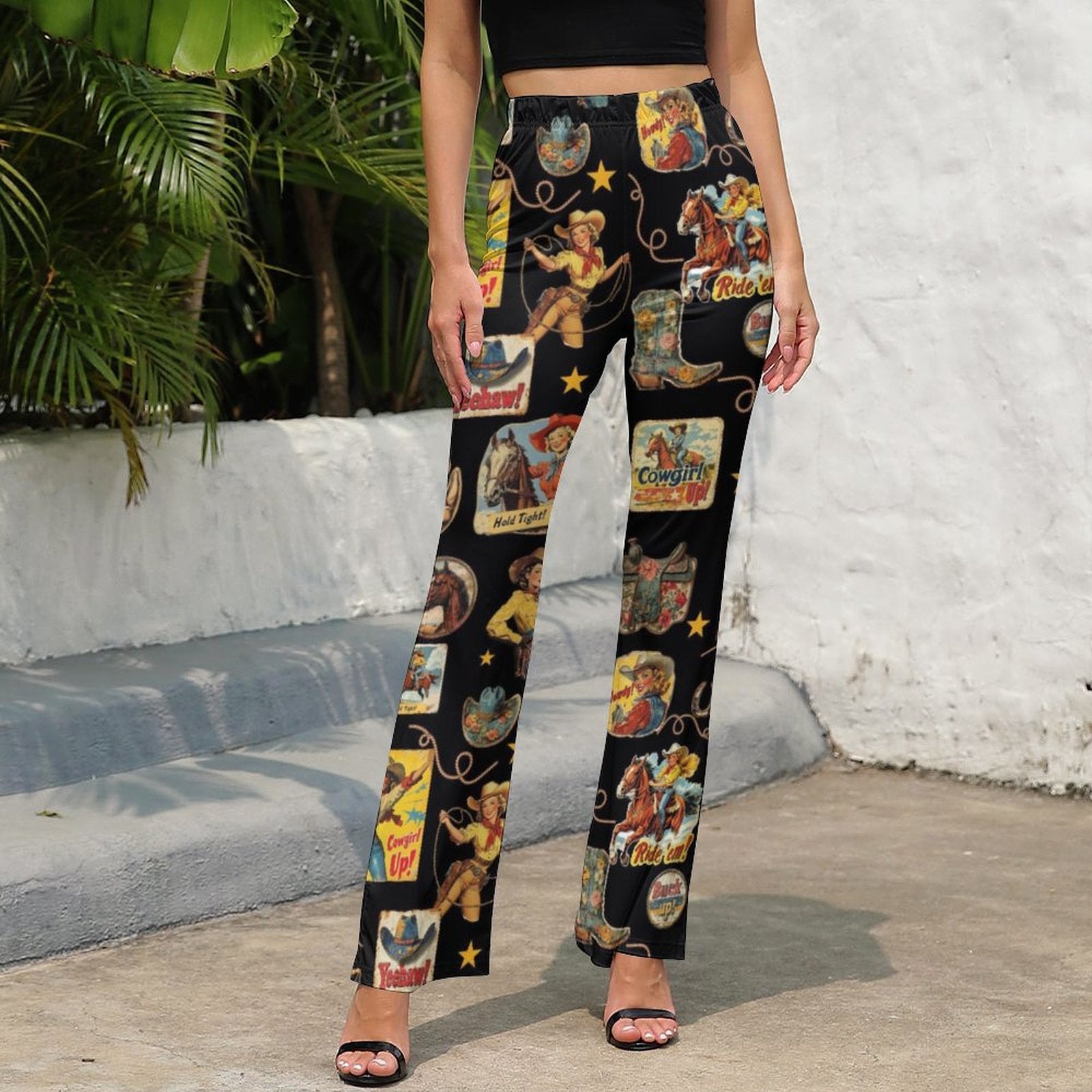 Baha Ranch Vintage Cowgirl Collage Western Flare Pants by Baha Ranch Western Wear - product image 4