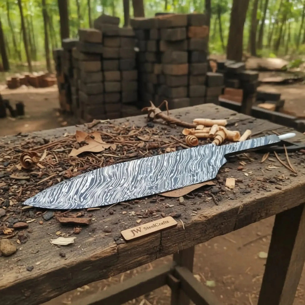 Handmade Fire Pattern Damascus Chef Knife with 12 inches Length