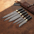 5-Piece Damascus Kitchen Knife Set Black Pakka Wood — Forged Damascus Blades