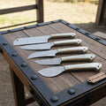 Handmade 5-Piece Damascus Kitchen Knife Set with White Micarta