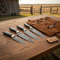 4 Piece Damascus Petty Knife Set with Black Resin Handles