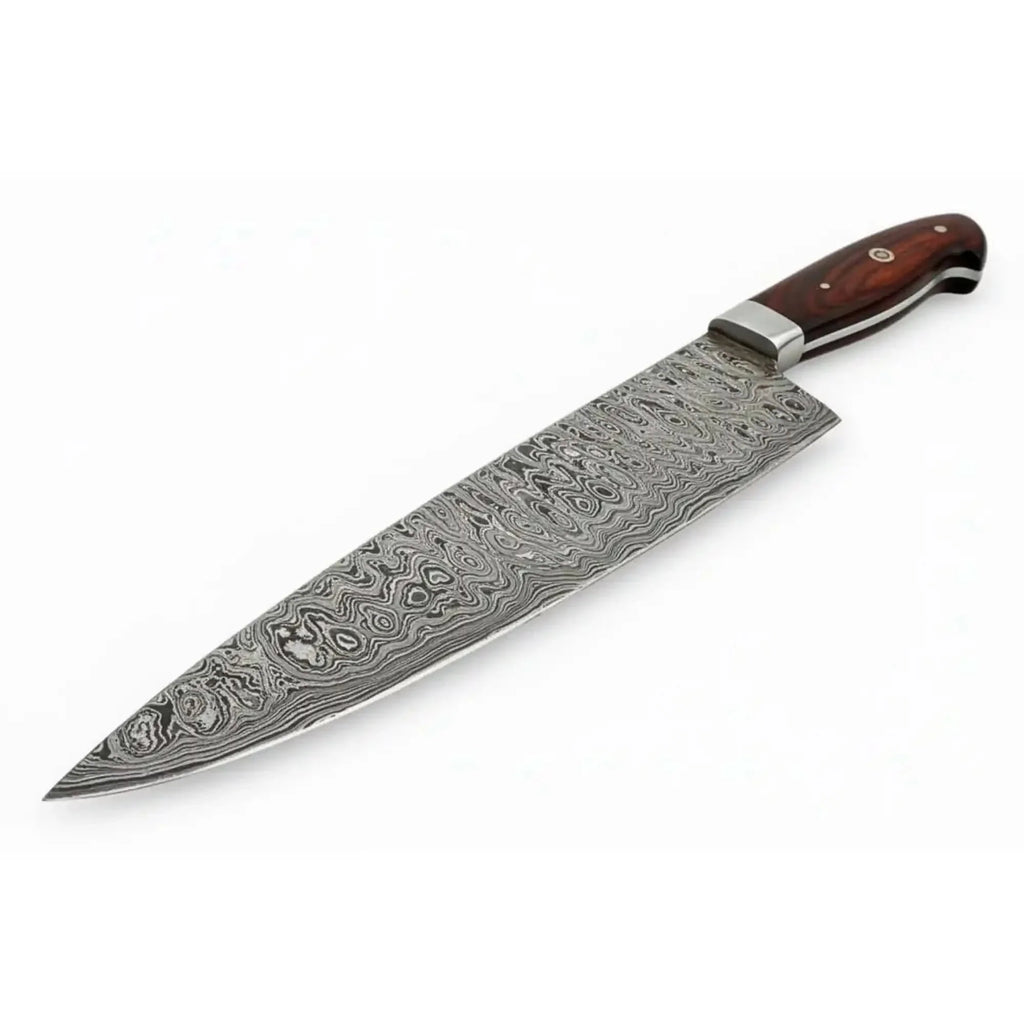 Damascus Steel Santoku Japanese Chef Knife Red Micarta Handle DK-0112