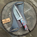 Serbian Utility Knife 9” – Etched Blade with Resin Handle & Pancake Leather Sheath