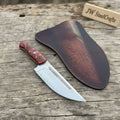 Handmade Damascus Skinner Knife 9-Inch Gut Hook Blade with Leather Sheath