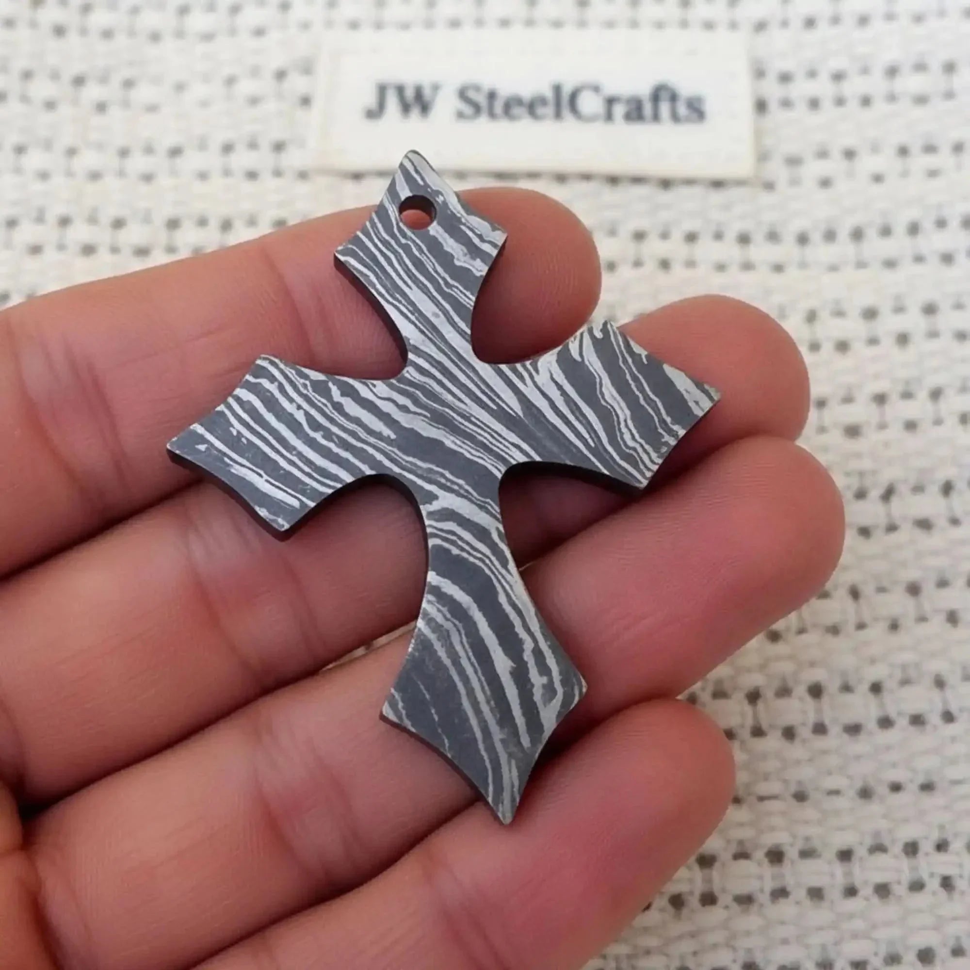 Damascus Gothic Cross Pendant with Flared Pattée Arms