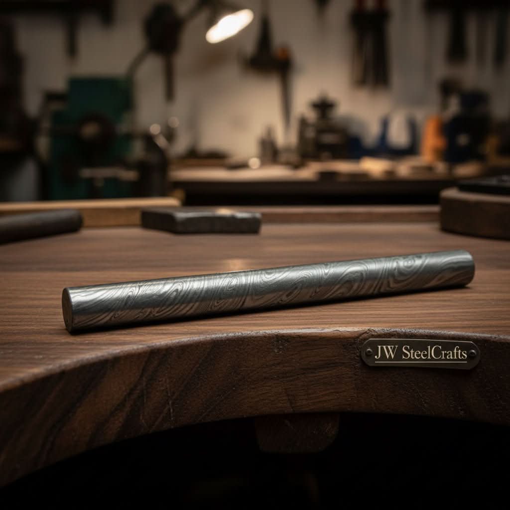 Glimmerforge Damascus Rod 14" BilletFor Guard , Rings And Jewelery Making/ Raw Materials for Jewelery DK-0126 and JW SteelCrafts