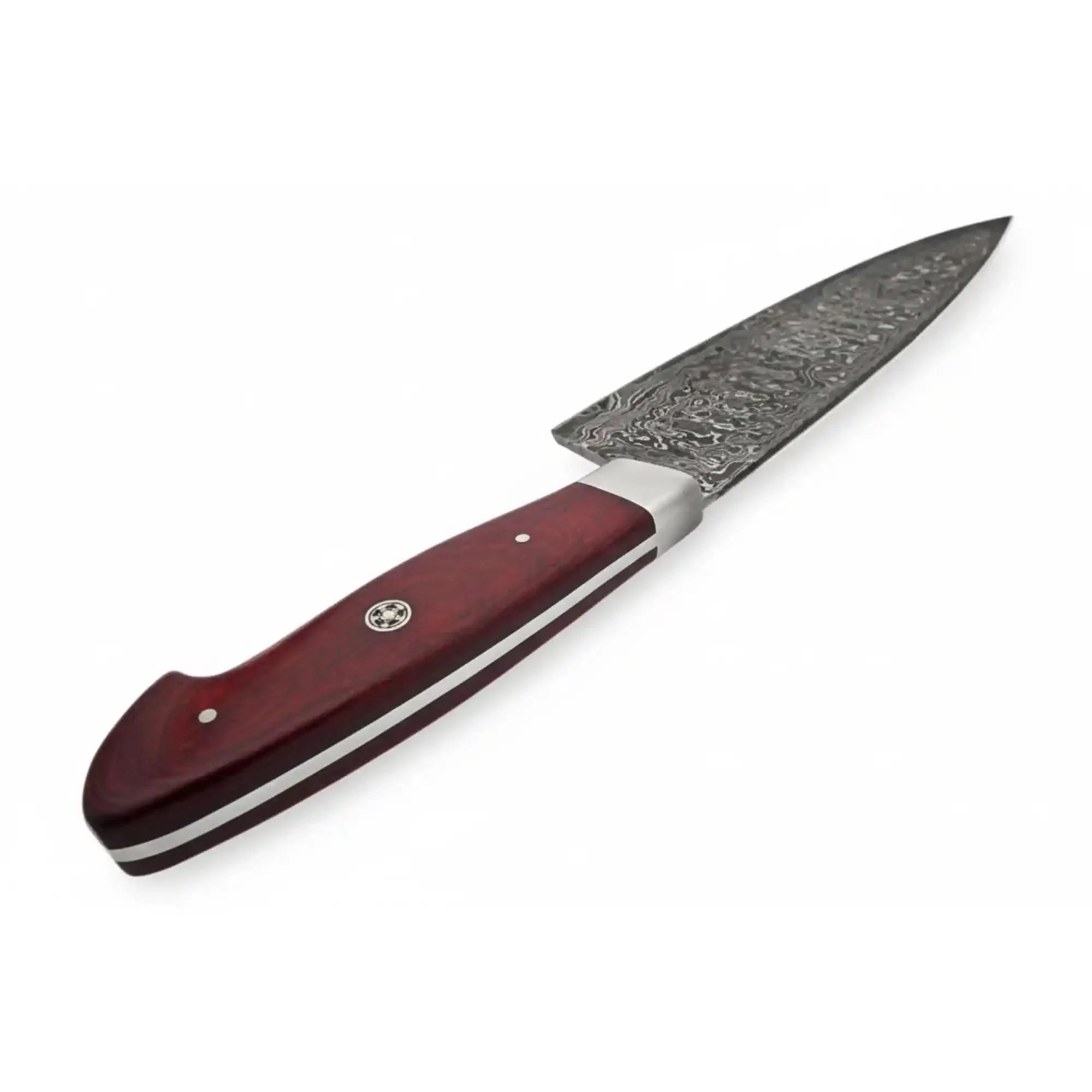 Damascus Steel Santoku Japanese Chef Knife Red Micarta Handle DK-0112
