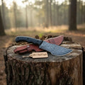 Damascus Steel Tracker Knife with Black Handle – 10 Inch Overall
